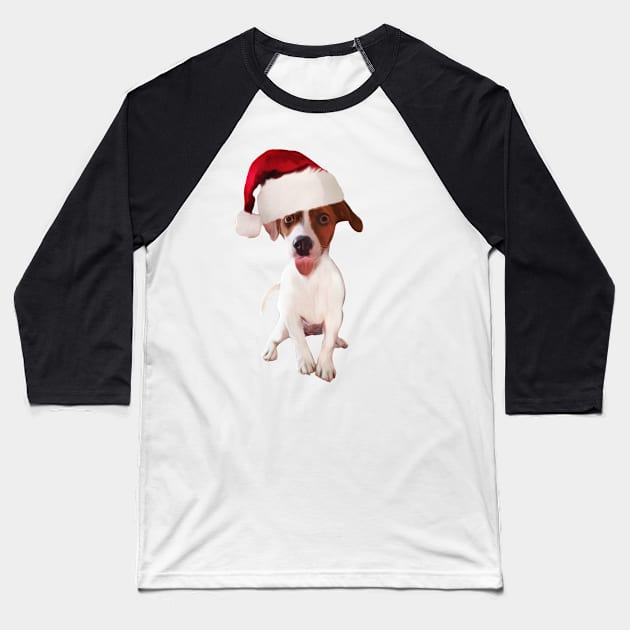 Funny Christmas Jack Russell In Santa Hat Baseball T-Shirt by NikkiBear67
